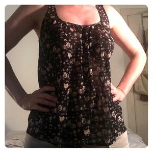 Madewell dark brown semi-sheer tank w/zipper